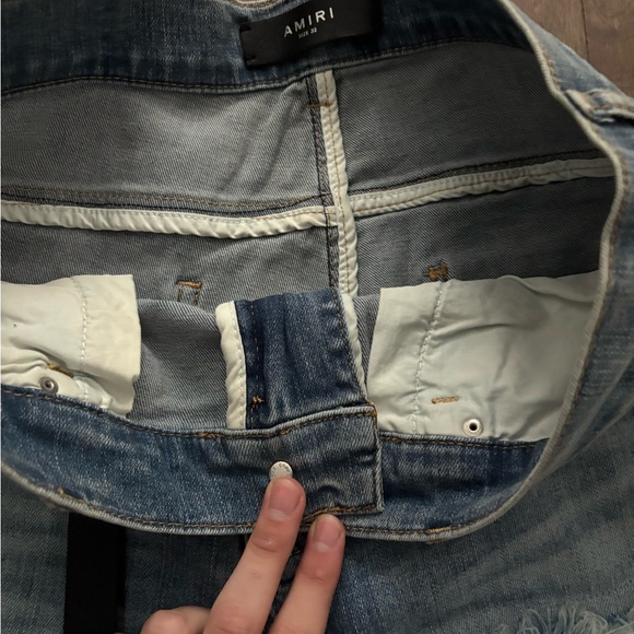 AMIRI Light Blue Distressed Skinny Jeans - Picture 6 of 7
